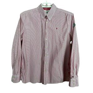 Gaastra Men's XL Pink White Striped Embroidered Button Up Long Sleeve‎ Shirt